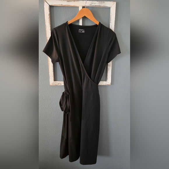 Eddie Bauer Dresses & Skirts - New Eddie Bauer Black Midi Wrap Dress Tall Medium (TM)